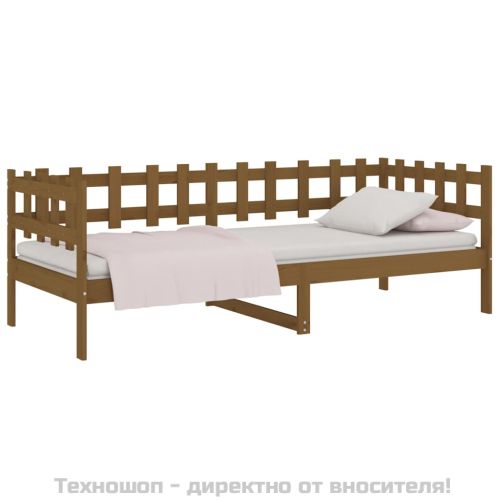 Дневно легло, меденокафяво, борово дърво масив, 90x200 см
