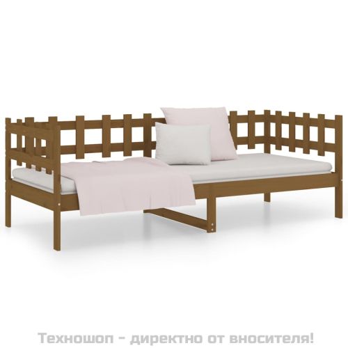Дневно легло, меденокафяво, борово дърво масив, 90x200 см