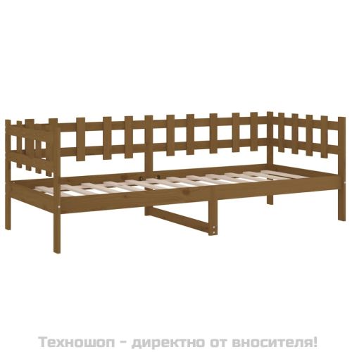 Дневно легло, меденокафяво, борово дърво масив, 90x200 см