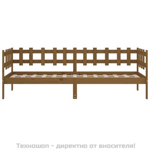 Дневно легло, меденокафяво, борово дърво масив, 90x200 см
