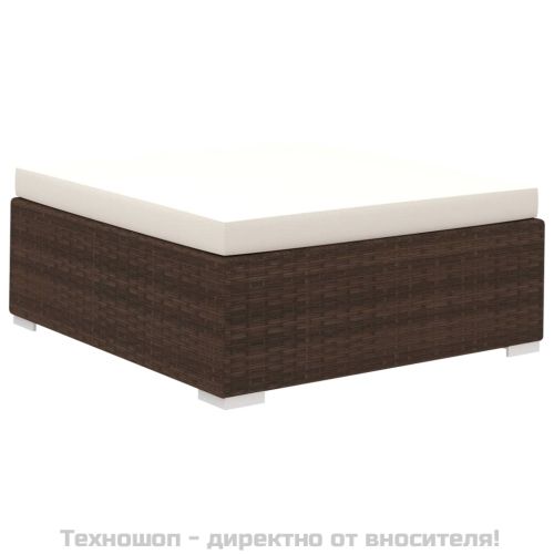 Градински комплект с възглавници, 12 части, кафяв полиратан