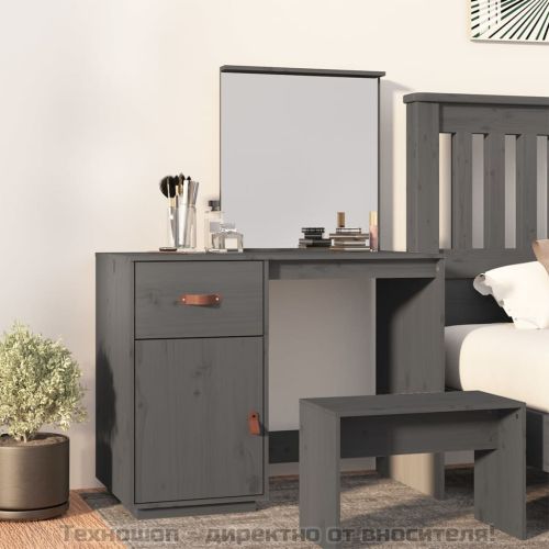 Тоалетка, сива, 95x50x134 см, борово дърво масив