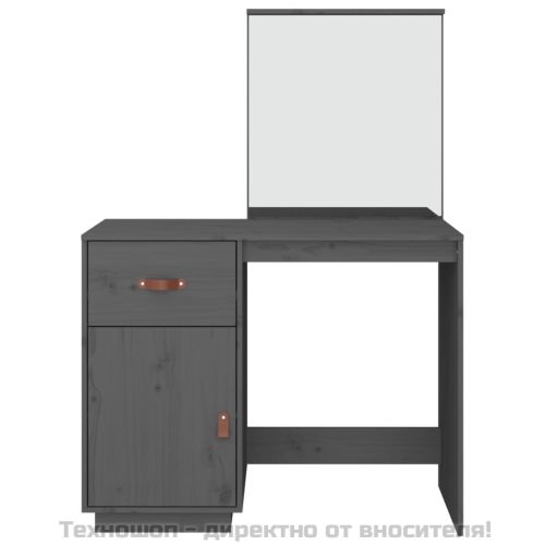 Тоалетка, сива, 95x50x134 см, борово дърво масив