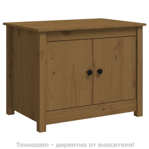 Кафе маса, меденокафява, 71x49x55 см, борово дърво масив