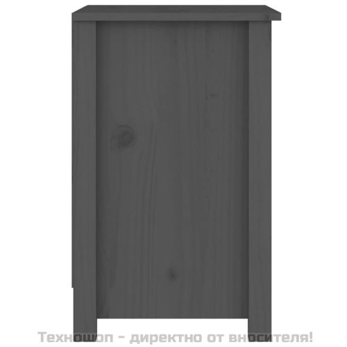 Нощни шкафчета, 2 бр, сиви, 40x35x55 см, борово дърво масив