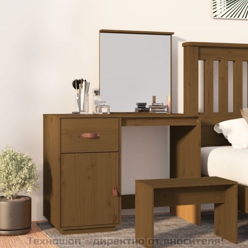 Тоалетка, Меденокафяв, 95x50x134 см, борово дърво масив
