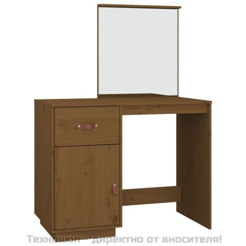 Тоалетка, Меденокафяв, 95x50x134 см, борово дърво масив