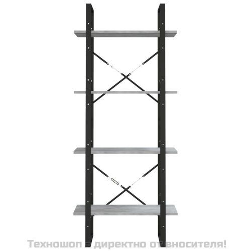 Библиотека на 4 нива, сив сонома, 60x30x140 см, инженерно дърво