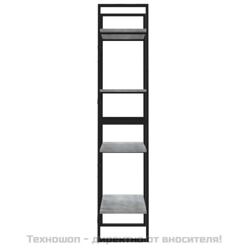 Библиотека на 4 нива, сив сонома, 60x30x140 см, инженерно дърво