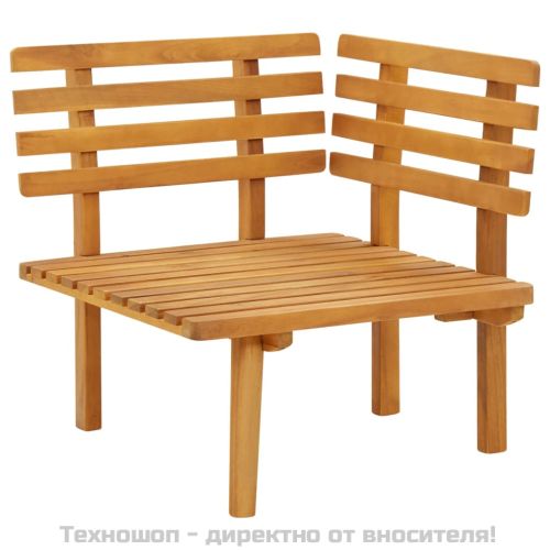 Градински ъглов диван с възглавници, акациево дърво масив