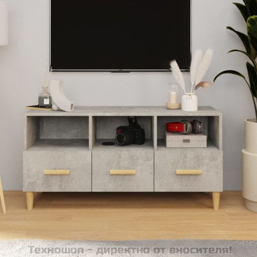 ТВ шкаф, бетонно сив, 102x36x50 см, инженерно дърво
