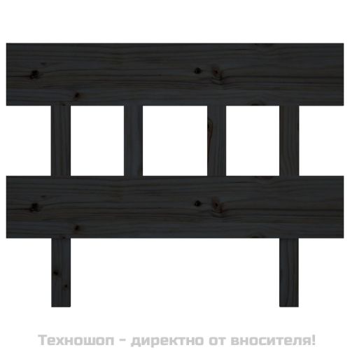 Горна табла за легло, черна, 78,5x3x81 см, бор масив