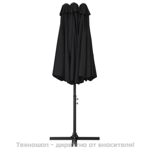 Градински чадър с алуминиев прът, 460x270 см, черен