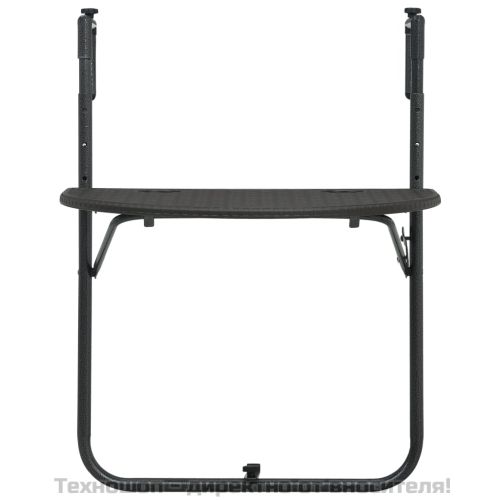 Окачена балконска маса, кафява, 60x64x83,5 см, пластмасов ратан