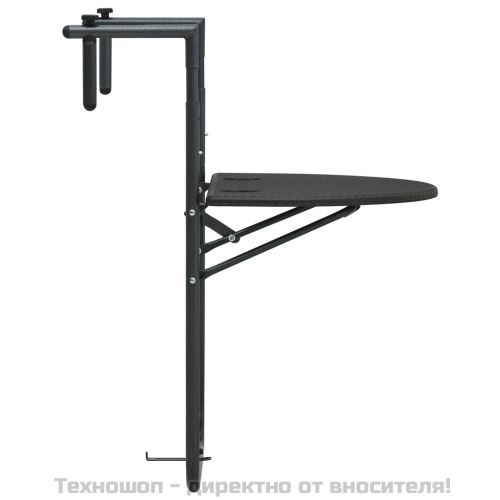 Окачена балконска маса, кафява, 60x64x83,5 см, пластмасов ратан