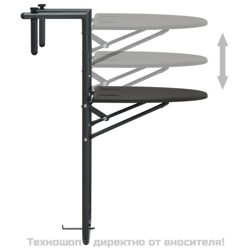 Окачена балконска маса, кафява, 60x64x83,5 см, пластмасов ратан