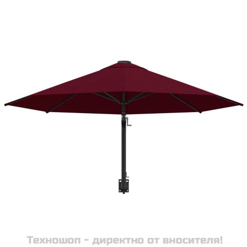 Чадър за монтаж на стена с метален прът, 300 см, бордо