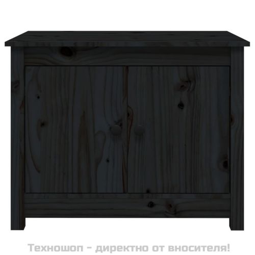 Кафе маса, черна, 71x49x55 см, борово дърво масив