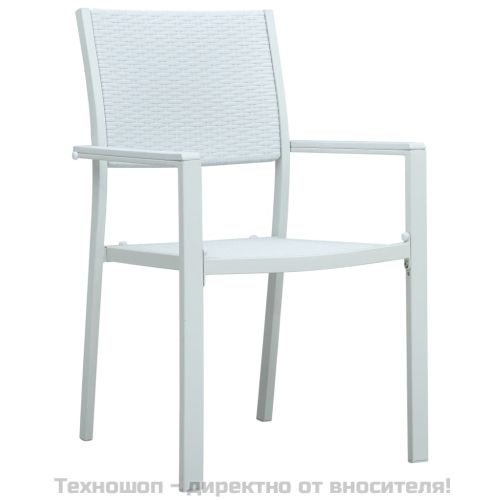 Градински столове, 4 бр, бели, пластмасов ратан