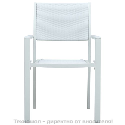 Градински столове, 4 бр, бели, пластмасов ратан