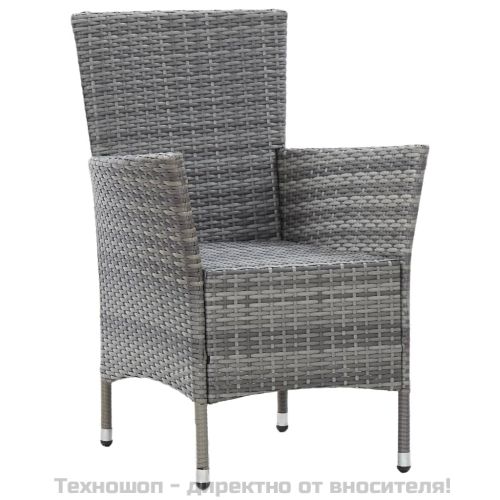 Градински комплект с възглавници, 7 части, полиратан, сив