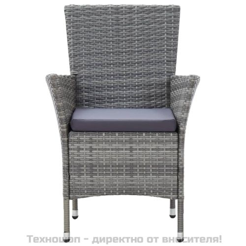 Градински комплект с възглавници, 7 части, полиратан, сив