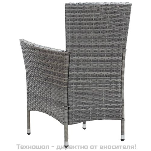 Градински комплект с възглавници, 7 части, полиратан, сив