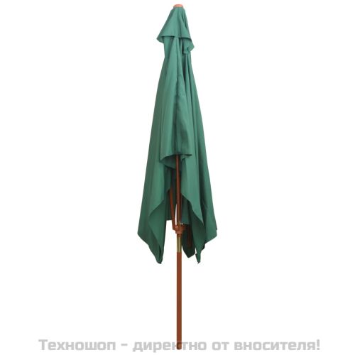 Чадър, 200x300 см, дървен прът, зелен