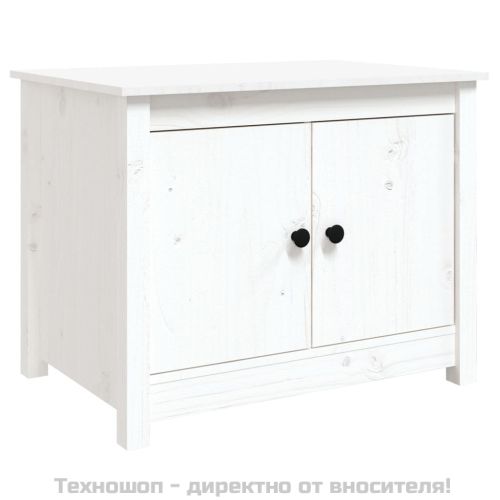 Кафе маса, бяла, 71x49x55 см, борово дърво масив
