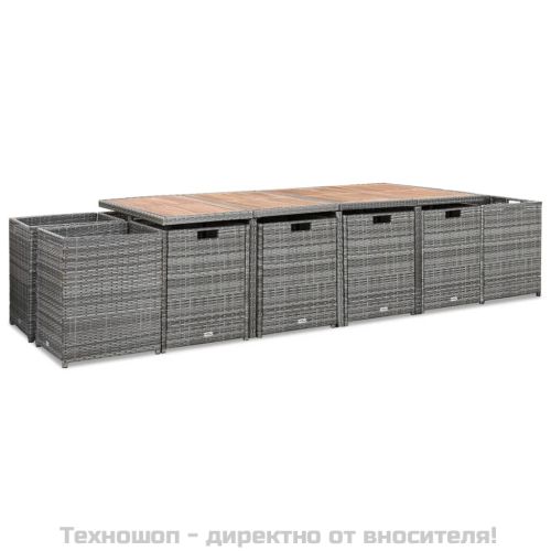 Градински комплект с възглавници, 13 части, полиратан, антрацит