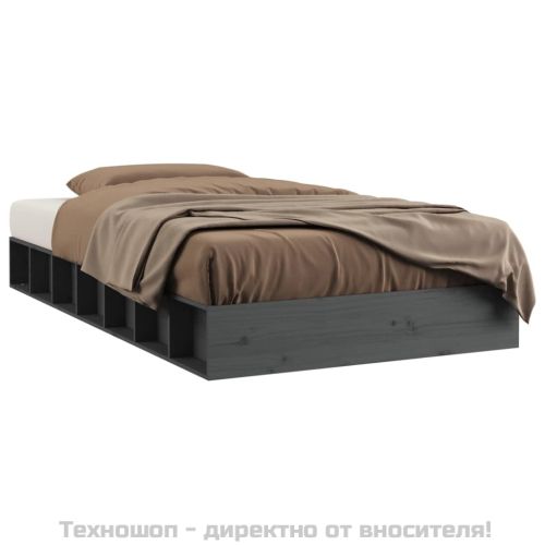 рамка за легло сиво 135x190 см Double масивно дърво