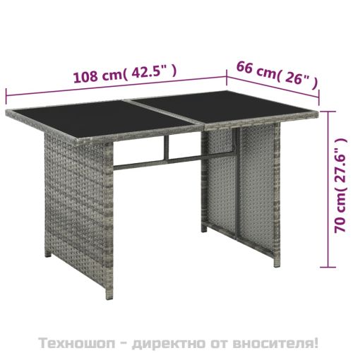 Градински комплект с възглавници, 10 части, полиратан, сив