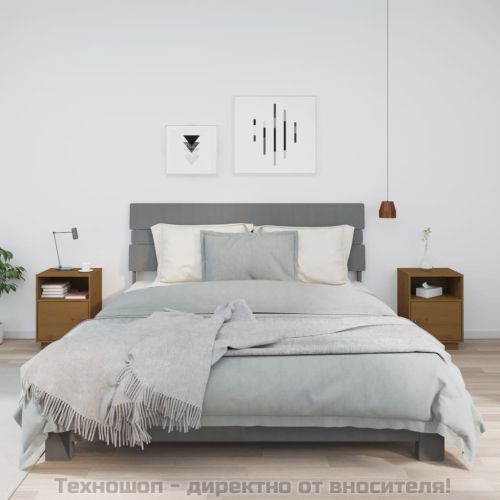 Нощни шкафчета, 2 бр, меденокафяви, 40x34x55 см, бор масив