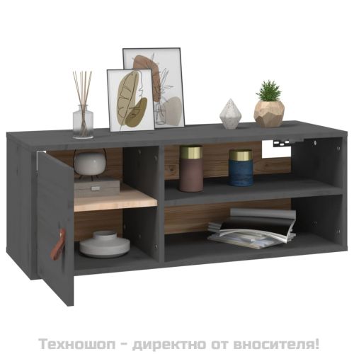 Стенни шкафове, 2 бр, сиви, 80x30x30 см, бор масив