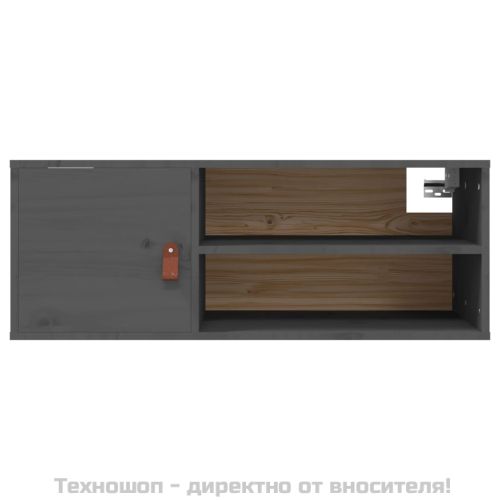 Стенни шкафове, 2 бр, сиви, 80x30x30 см, бор масив