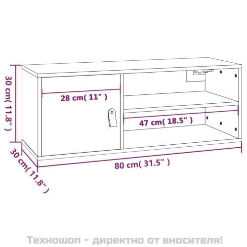 Стенен шкаф, сив, 80x30x30 см, борово дърво масив