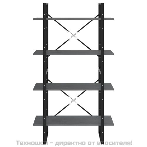 4-етажна библиотека, сива, 80x30x140 см, борово дърво масив