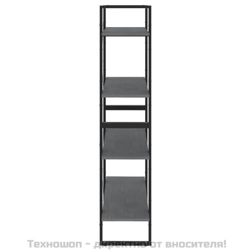 4-етажна библиотека, сива, 80x30x140 см, борово дърво масив