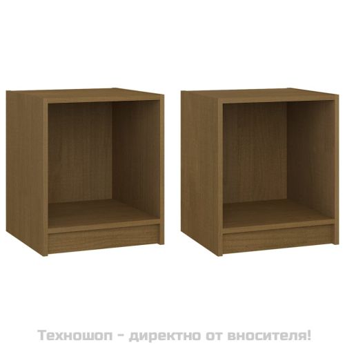 Нощни шкафчета 2 бр меденокафяви 35,5x33,5x41,5 см бор масив