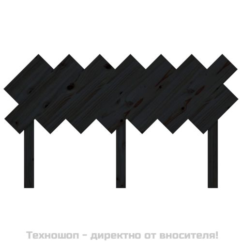 Горна табла за легло, черна, 141x3x80,5 см, бор масив