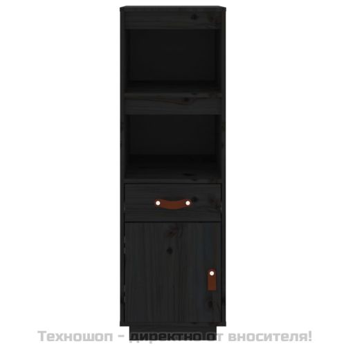 Висок шкаф, черен, 34x40x108,5 см, борово дърво масив