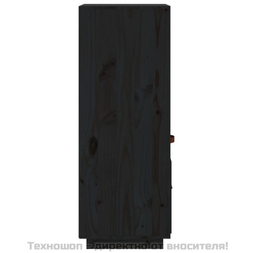 Висок шкаф, черен, 34x40x108,5 см, борово дърво масив