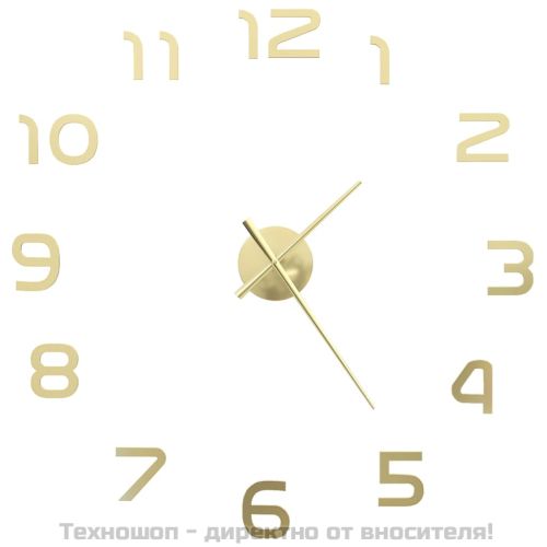 3D стенен часовник, модерен дизайн, 100 см, XXL, златист
