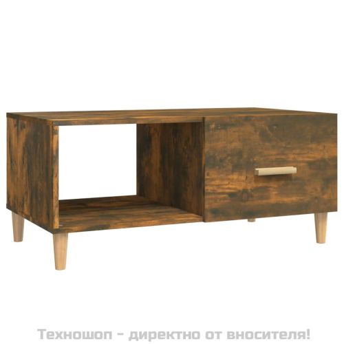 Кафе маса, опушен дъб, 89,5x50x40 см, инженерно дърво