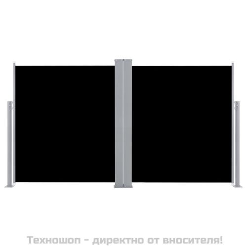 Прибираща се странична тента, черна, 140x600 см