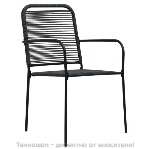 Градински столове, 2 бр, памучно въже и стомана, черни