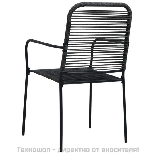 Градински столове, 2 бр, памучно въже и стомана, черни