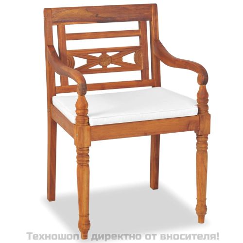 Градински комплект за отдих с възглавници, 4 части, тик масив