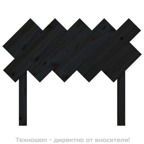 Горна табла за легло, черна, 104x3x80,5 см, бор масив