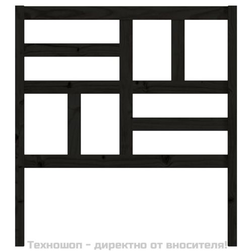 Горна табла за легло, черна, 96x4x104 см, бор масив
